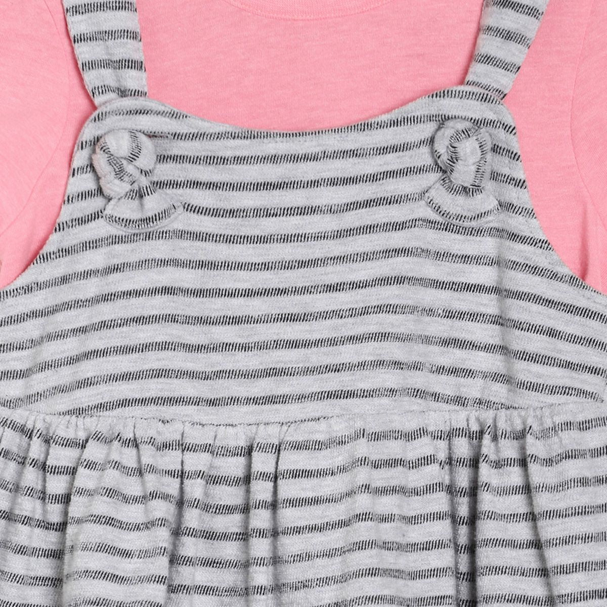 Pack of 2 knit pinafore set - pink  & denim blue for 3-6 Months