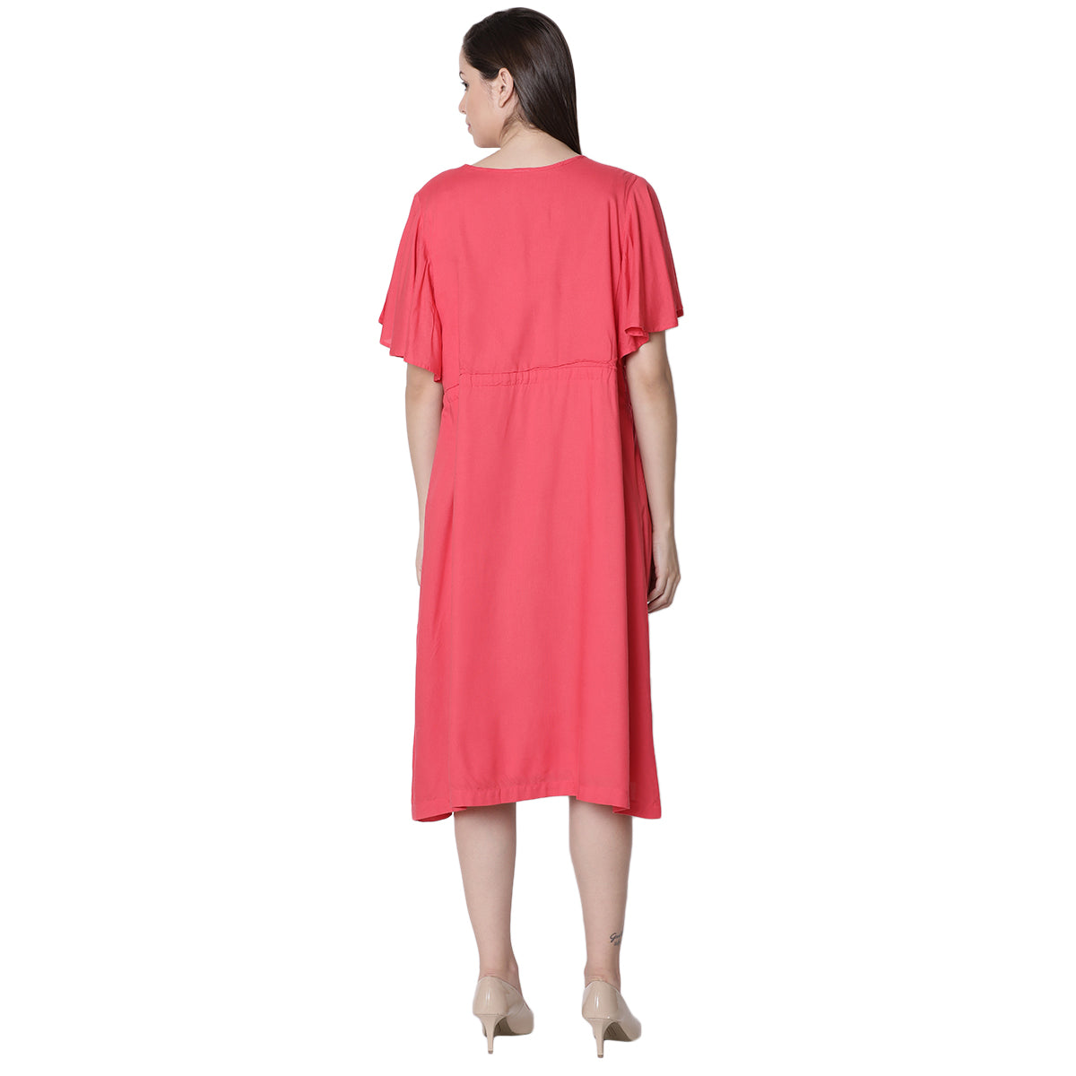 Tea Berry Vee Neck Short Sleeve Nursing Dress