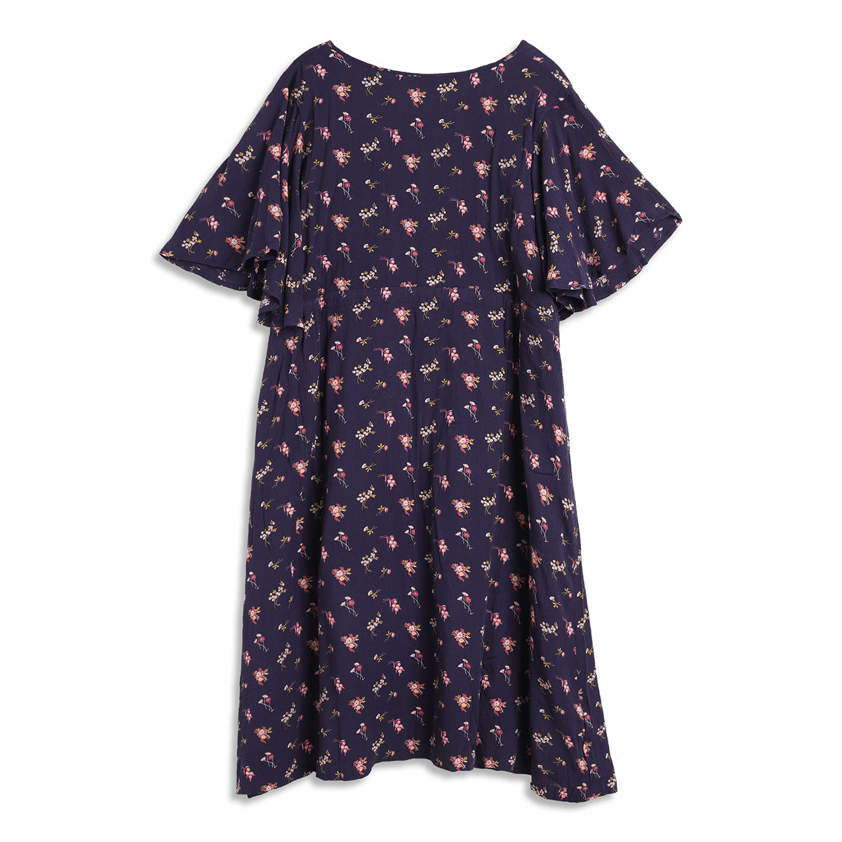 Women Navy Blue Floral Print Maternity Wrap Dress Regular Fit Feeding Dress