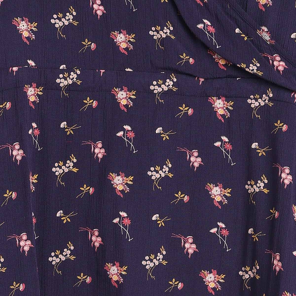 Women Navy Blue Floral Print Maternity Wrap Dress Regular Fit Feeding Dress