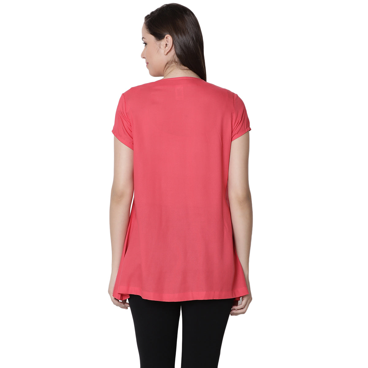 Women Solid Nursing Woven Top with Ruffle Detail, Red