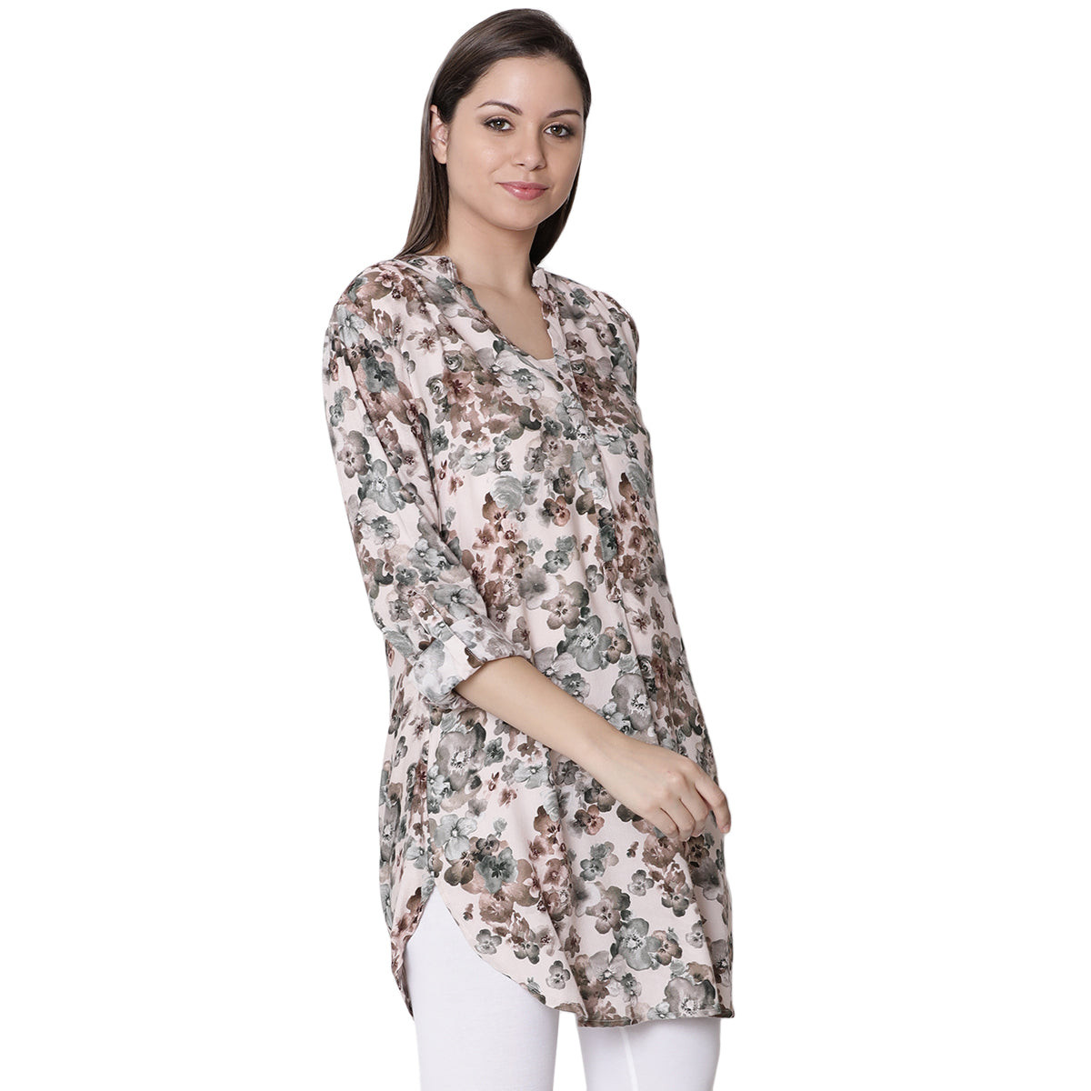 Multi Vee Neck 3/4 Sleeve Nursing Woven Top