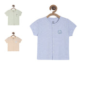 Pack of 3 front open vest - light blue for New Born