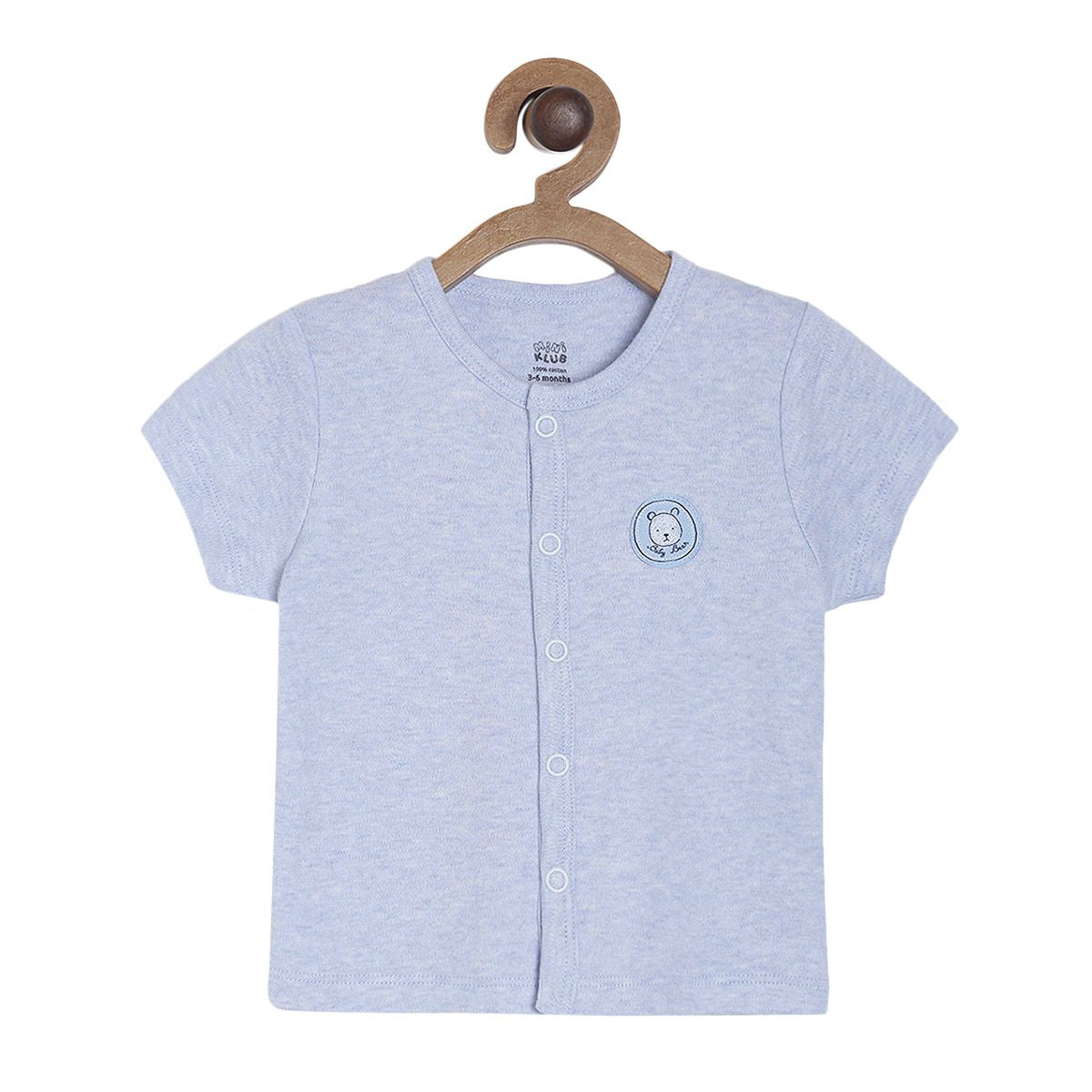 Pack of 3 front open vest - light blue for New Born