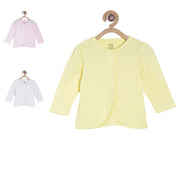 Pack of 3 front open vest - cream yellow for New Born
