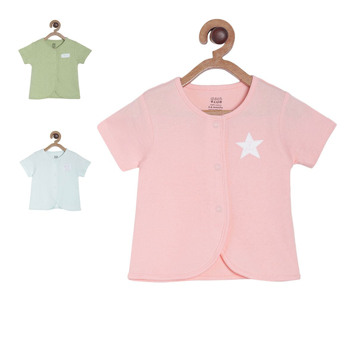 Pack of 3 front open vest - baby pink for New Born