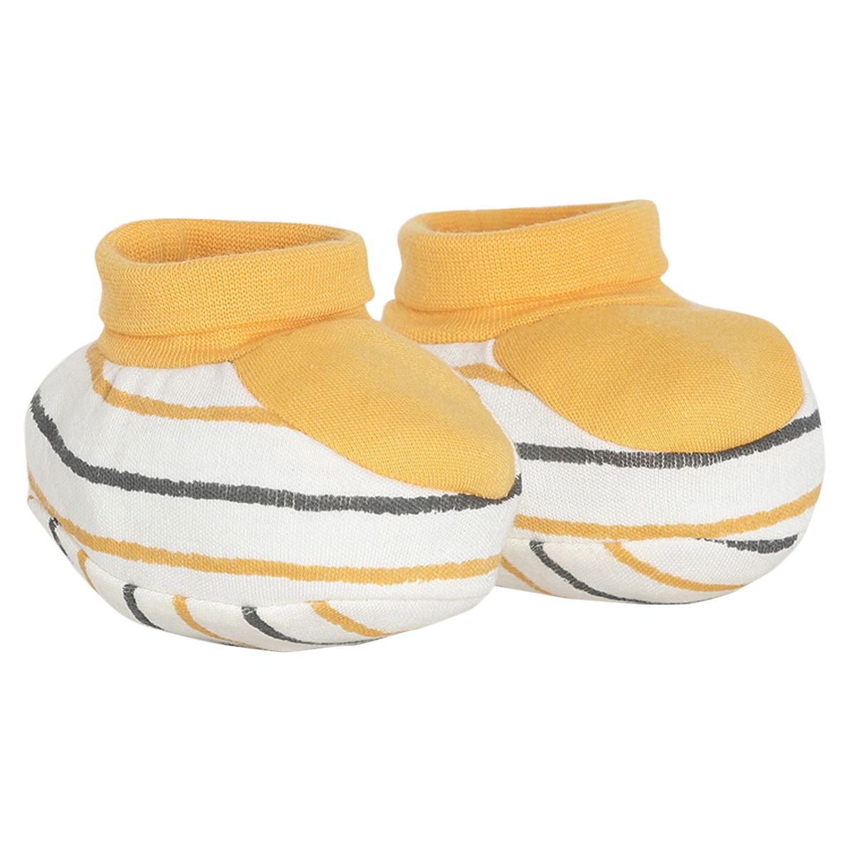 Boys White and Yellow Bib Mittens and Booties Gift Set