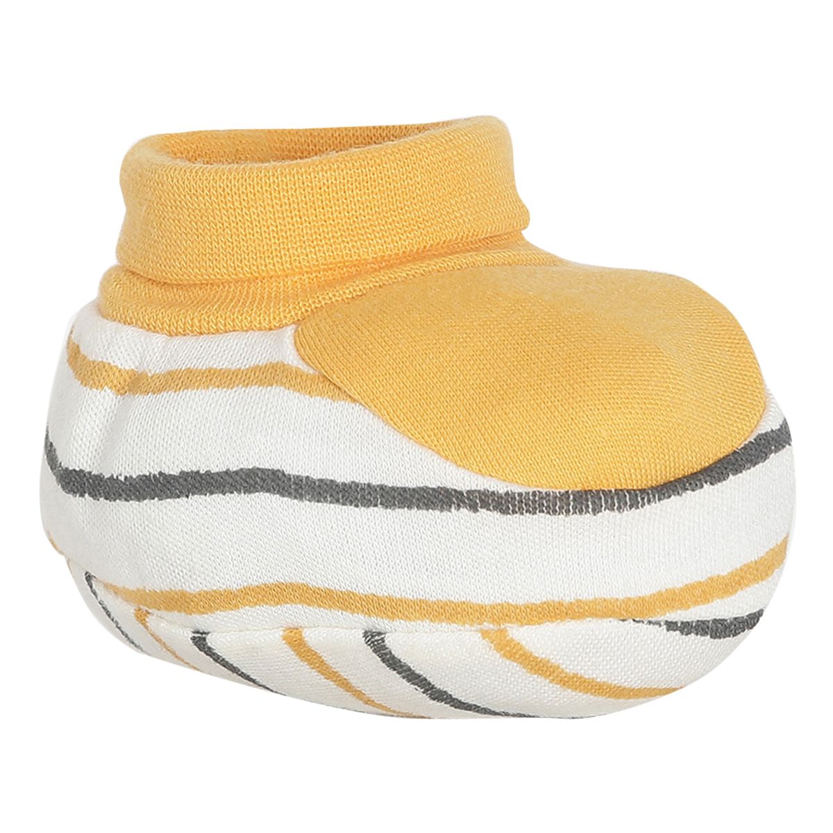 Boys White and Yellow Bib Mittens and Booties Gift Set