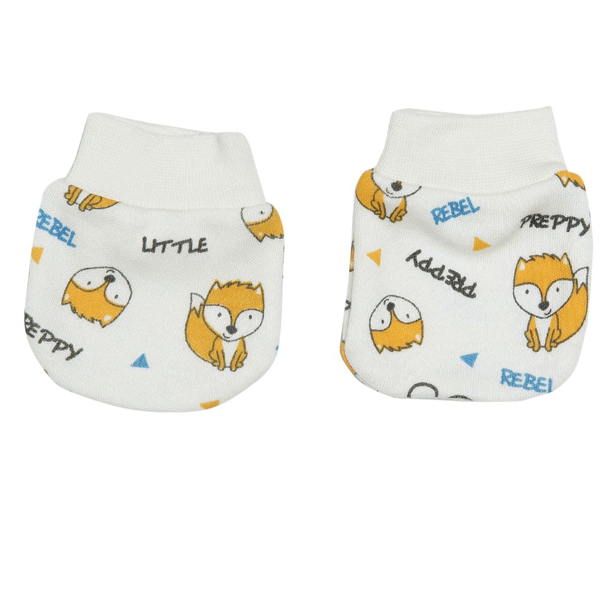 Boys White and Yellow Bib Mittens and Booties Gift Set