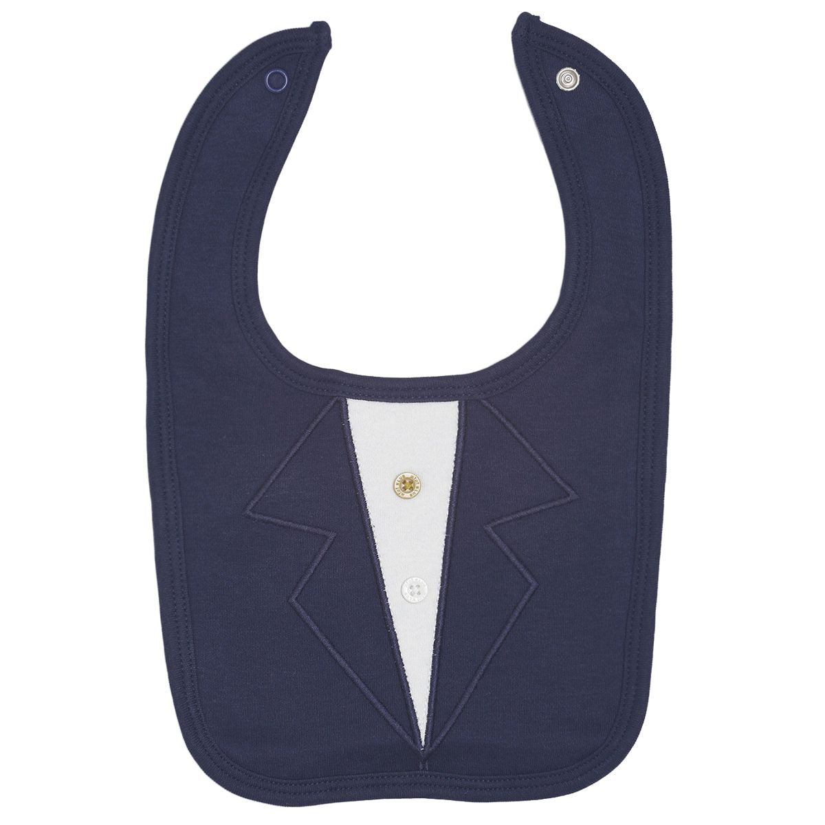 Baby Boys Navy Blue Cotton Tuxedo Style Feeding Bib