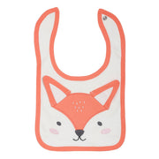 Girls White and Peach Fox Design Feeding Bib