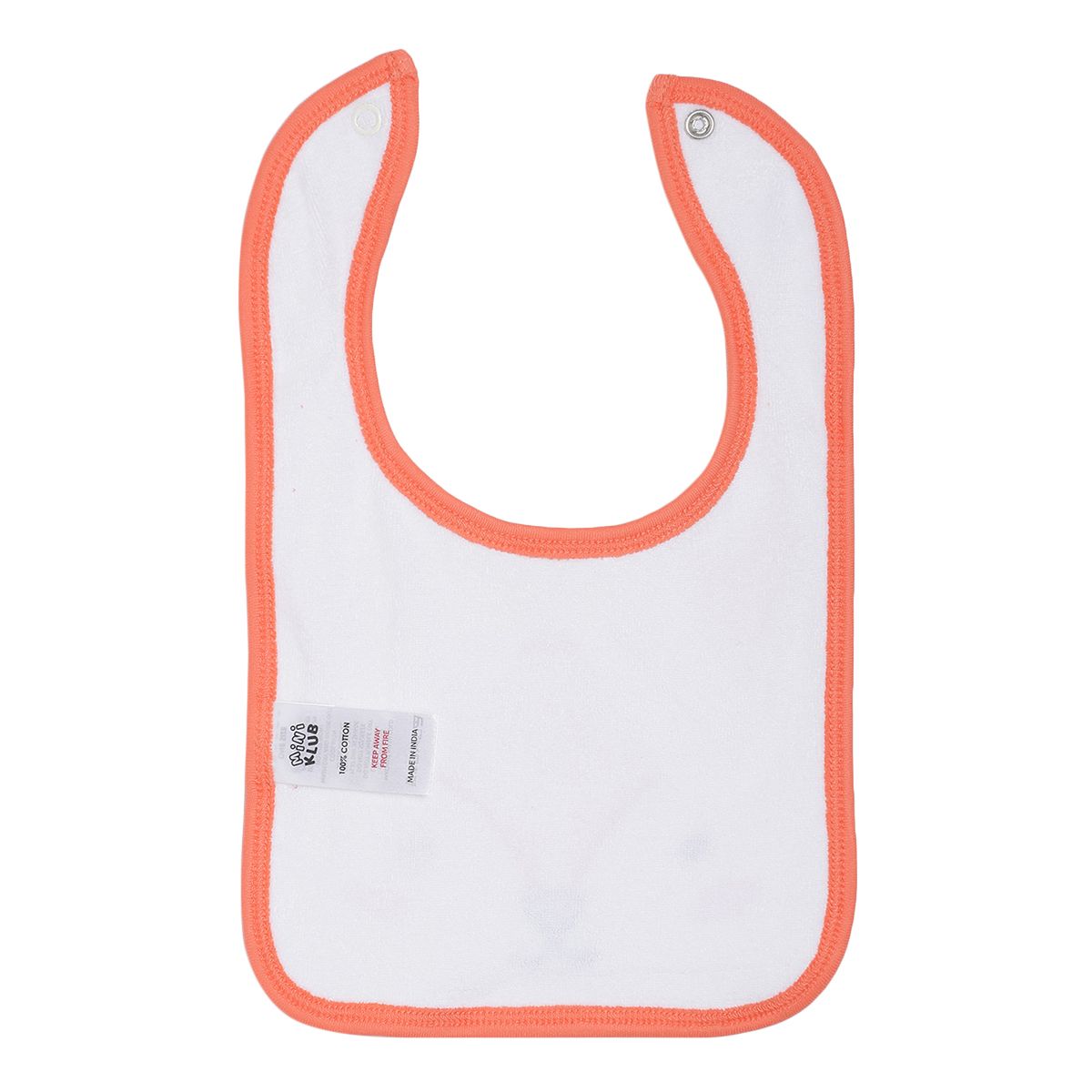 Girls White and Peach Fox Design Feeding Bib