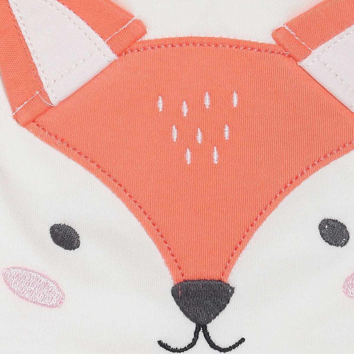 Girls White and Peach Fox Design Feeding Bib