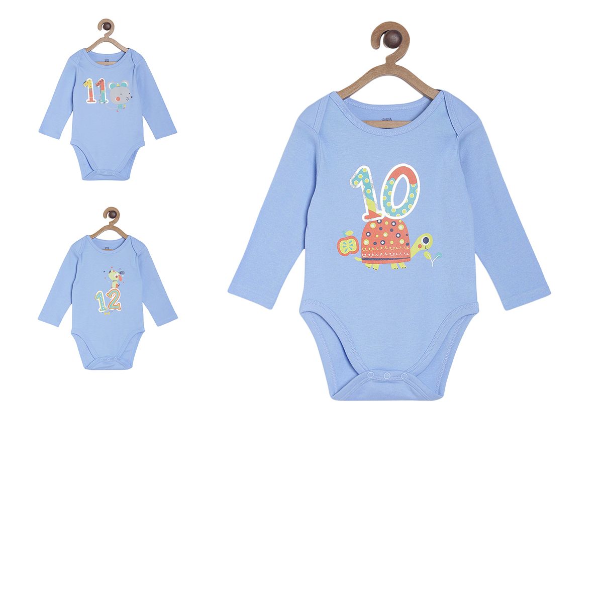 Baby Boys Printed Bodysuit Pack of 3, Blue
