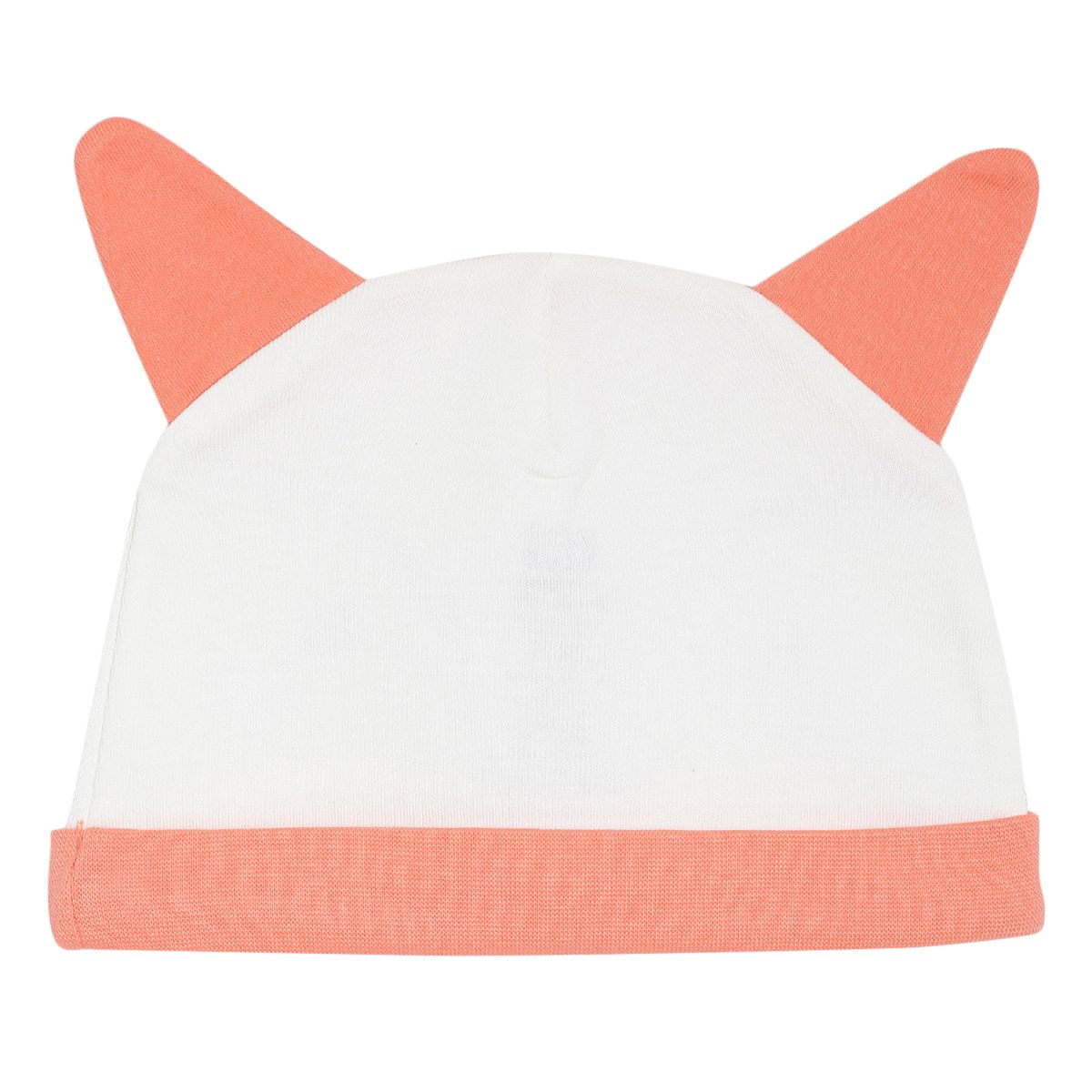 Baby Unisex Orange and White Cotton Fox Face Cap Pack of 1 Soft Everyday Headwear