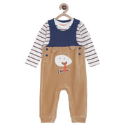 Pack of 2 dungaree set - dark blue  & light brown for 3-6 Months