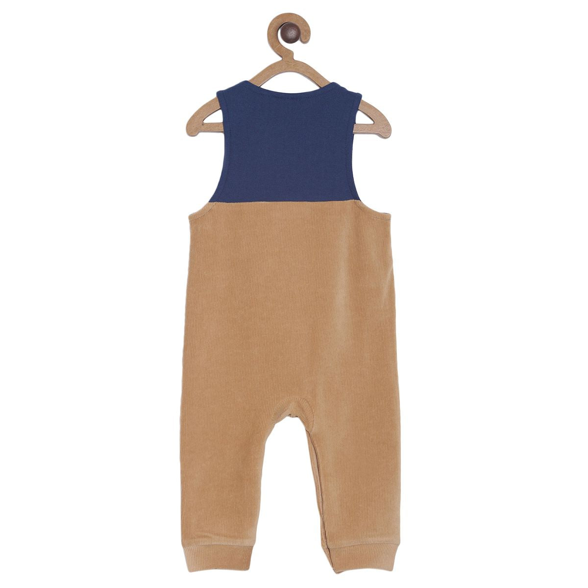 Pack of 2 dungaree set - dark blue  & light brown for 3-6 Months