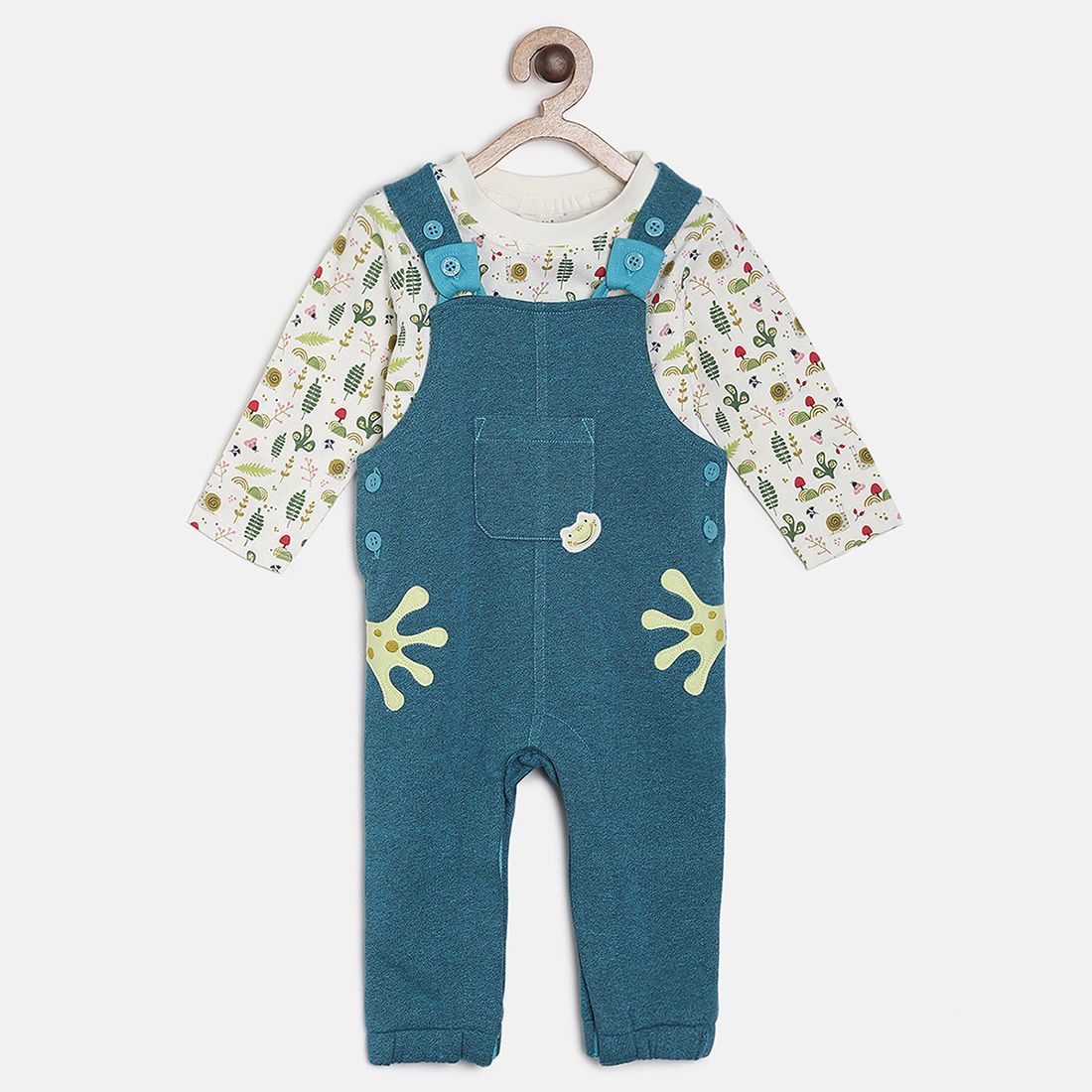 Pack of 2 dungaree set - white & midnightblue for 3-6 Months