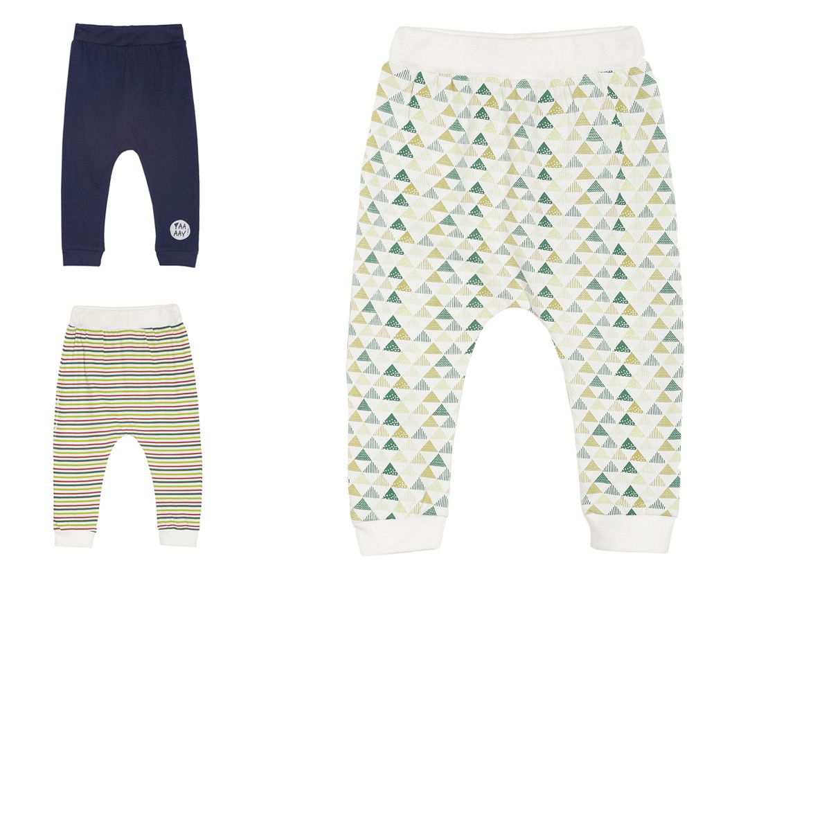 Pack of 3 jogger - white & blue for 0-3 Months