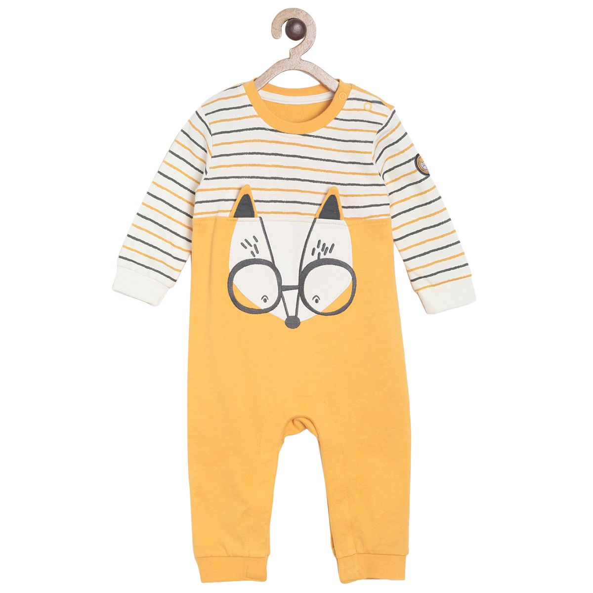 Pack of 1 romper - white & mango yellow for New Born