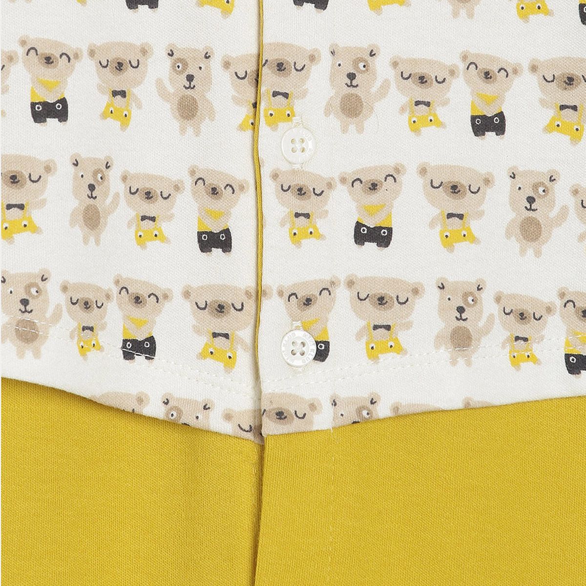 Pack of 2 romper - white & olive green for New Born