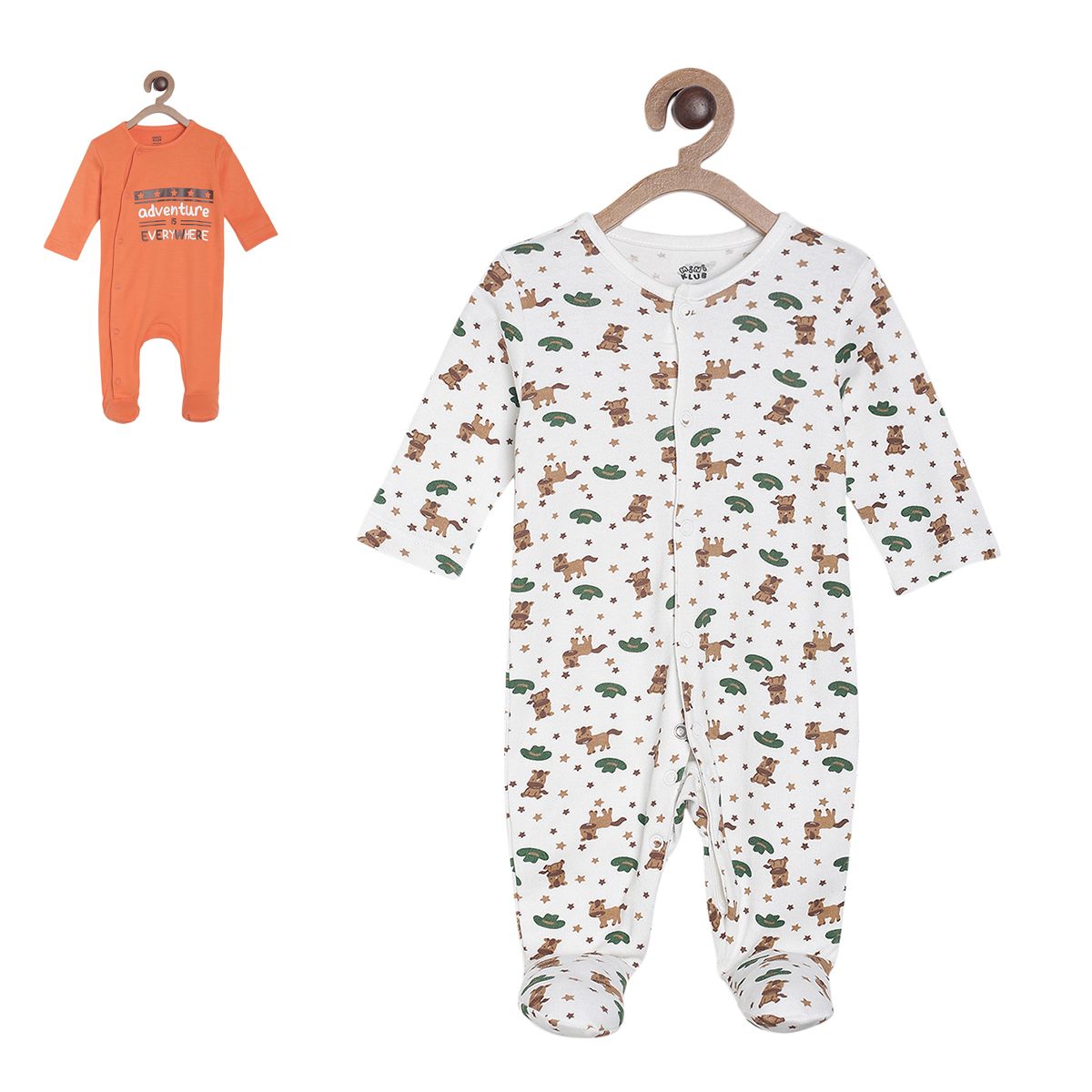 Pack of 2 sleep suit - white & blue for New Born