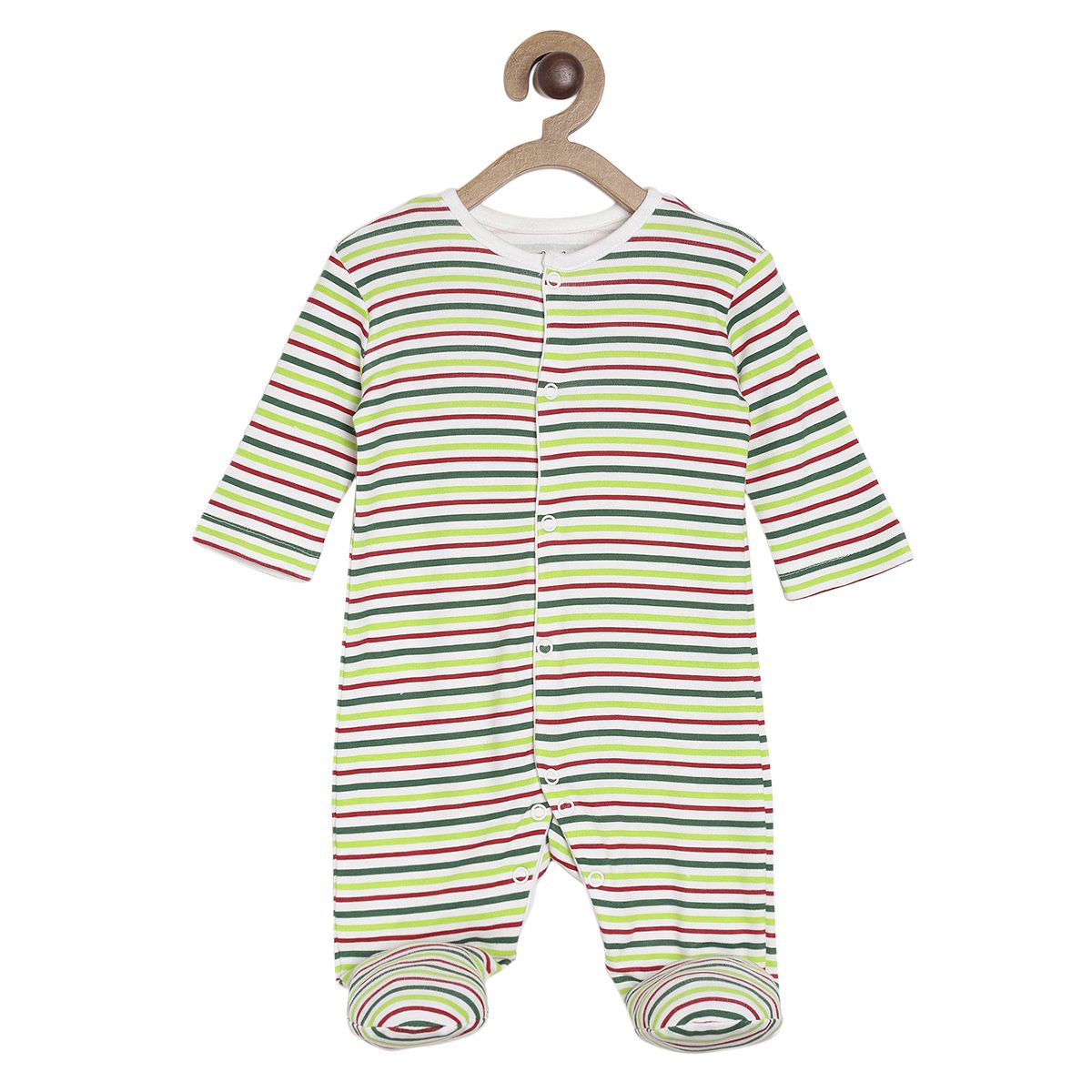 Pack of 2 sleep suit - white & green for New Born