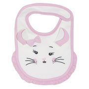 Baby Girls White and Pink Bunny Design Cotton Feeding Bib