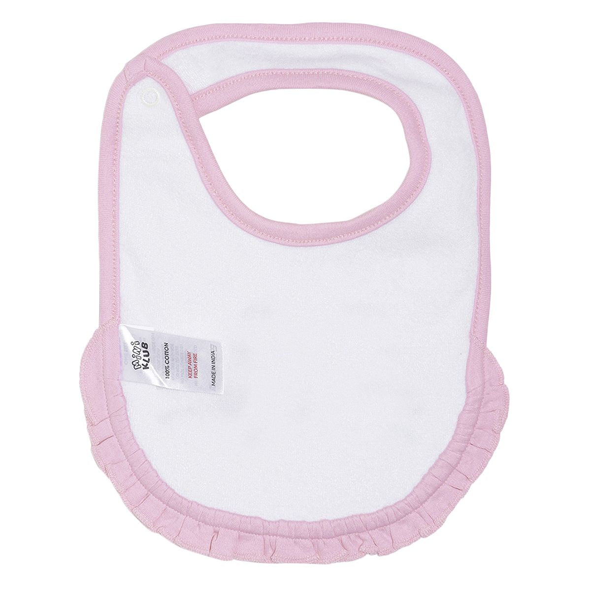 Baby Girls White and Pink Bunny Design Cotton Feeding Bib