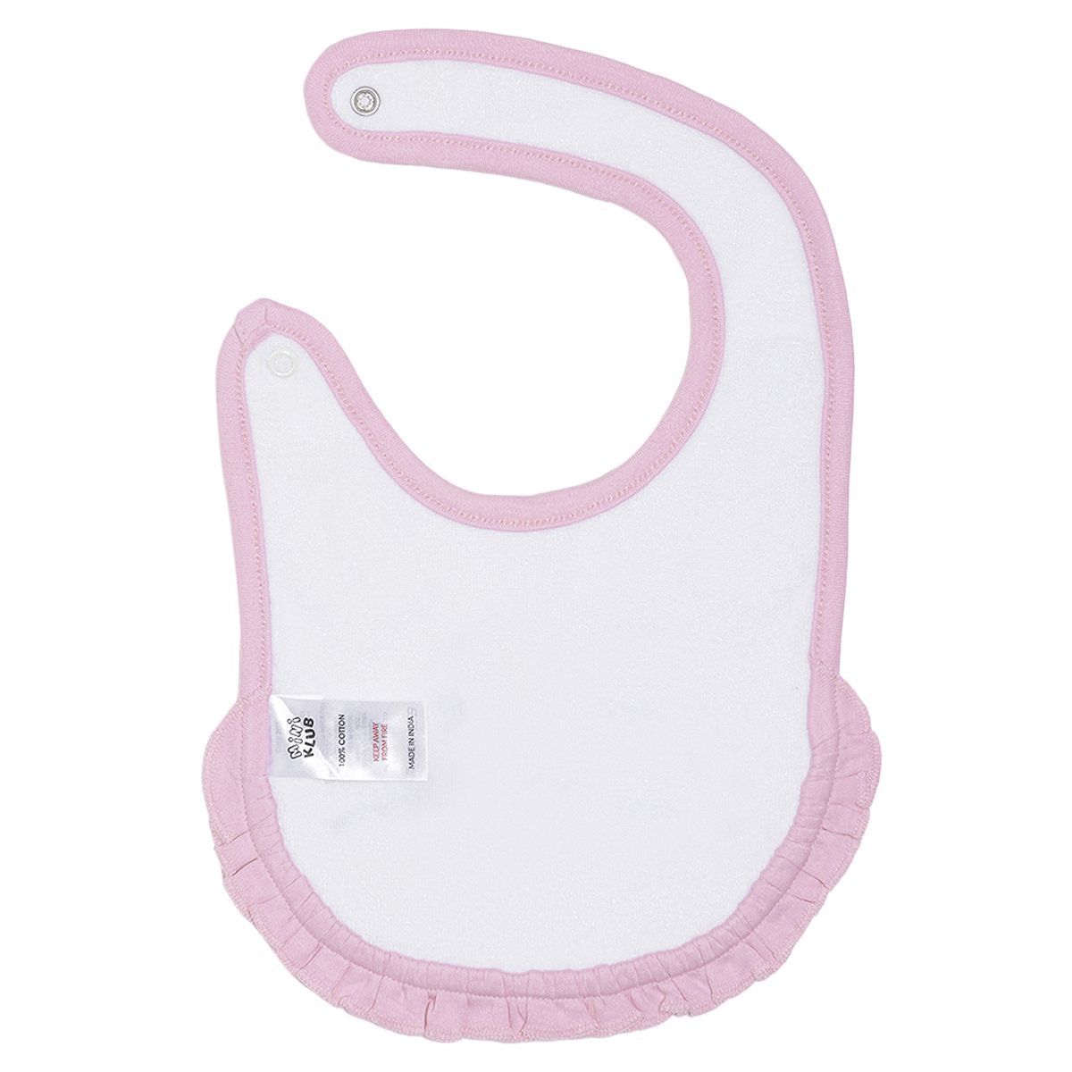 Baby Girls White and Pink Bunny Design Cotton Feeding Bib