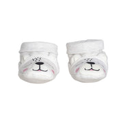 Baby Girls White Bear Design Cotton Booties