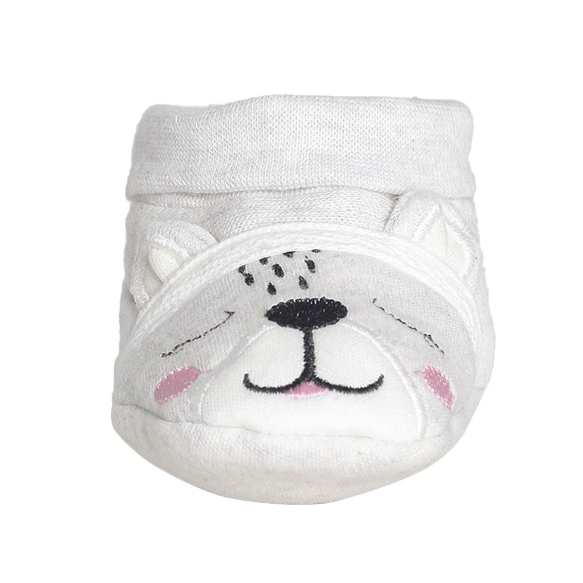 Baby Girls White Bear Design Cotton Booties