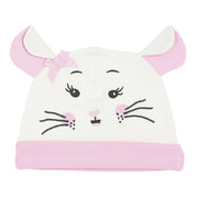 Baby Girls White and Pink Cotton Bunny Face Cap Pack of 1 Bow Detail Everyday Headwear