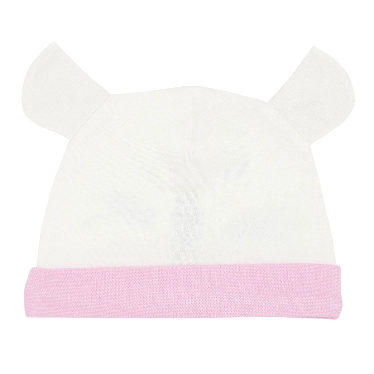 Baby Girls White and Pink Cotton Bunny Face Cap Pack of 1 Bow Detail Everyday Headwear