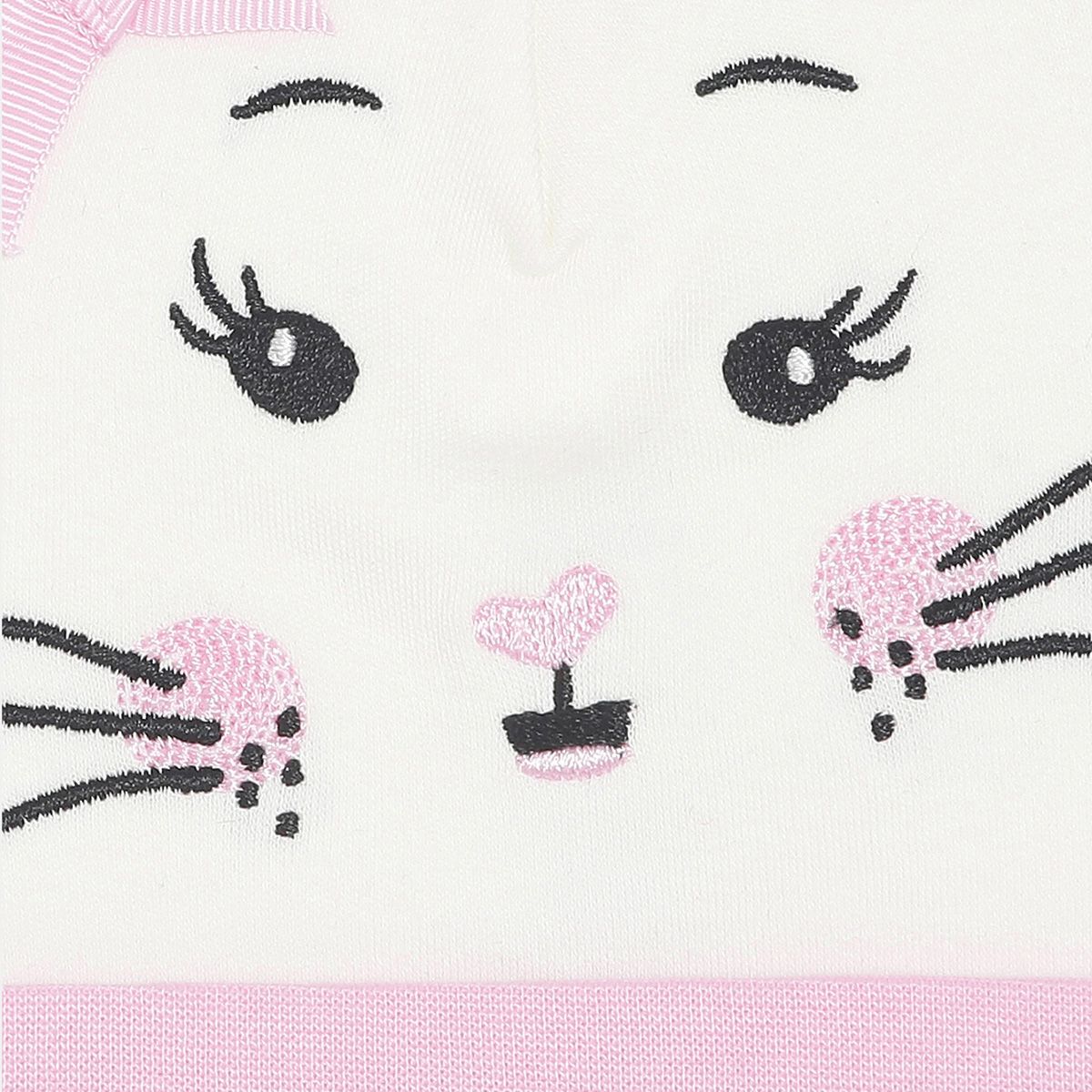 Baby Girls White and Pink Cotton Bunny Face Cap Pack of 1 Bow Detail Everyday Headwear