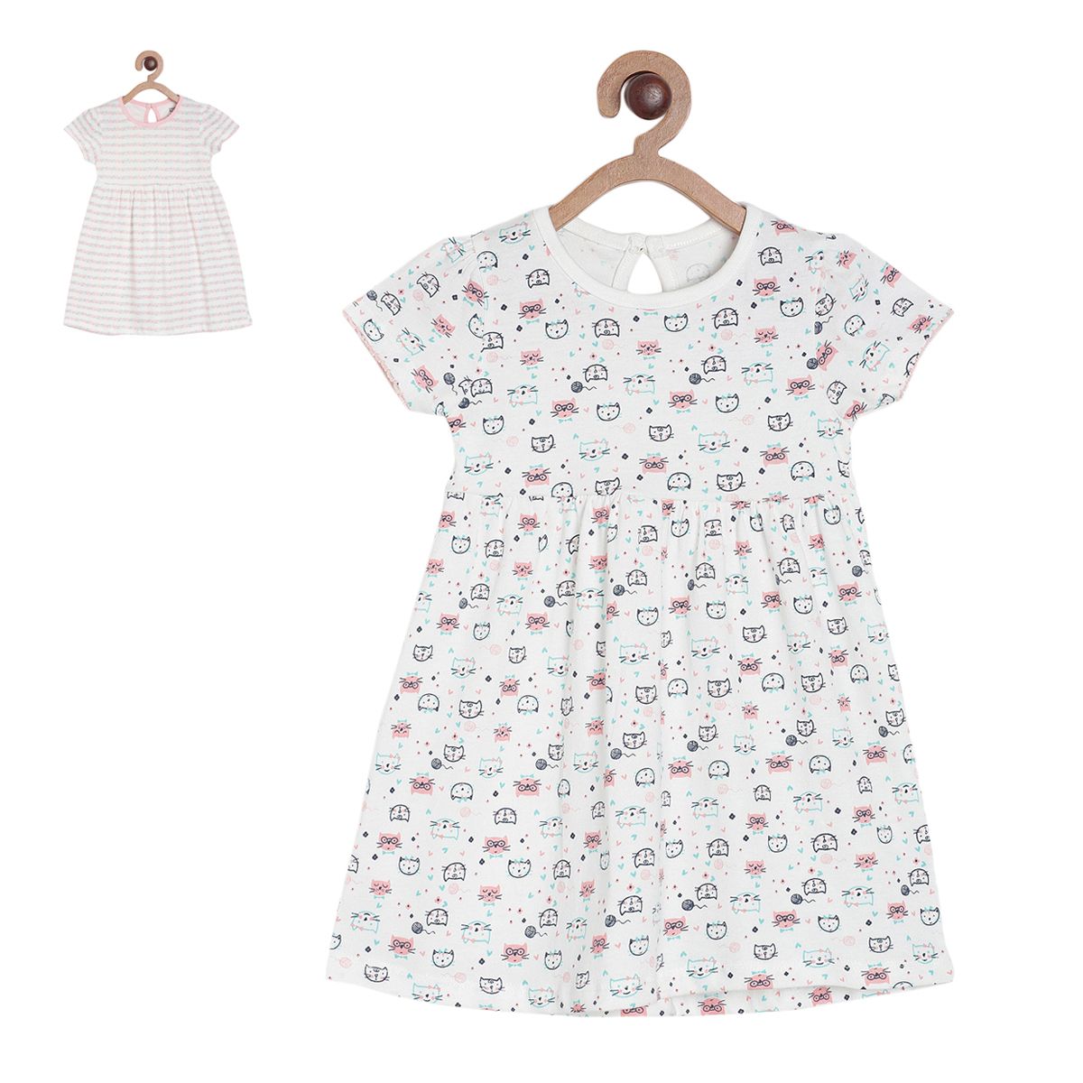 Pack of 2 dress - white & blue for 0-3 Months