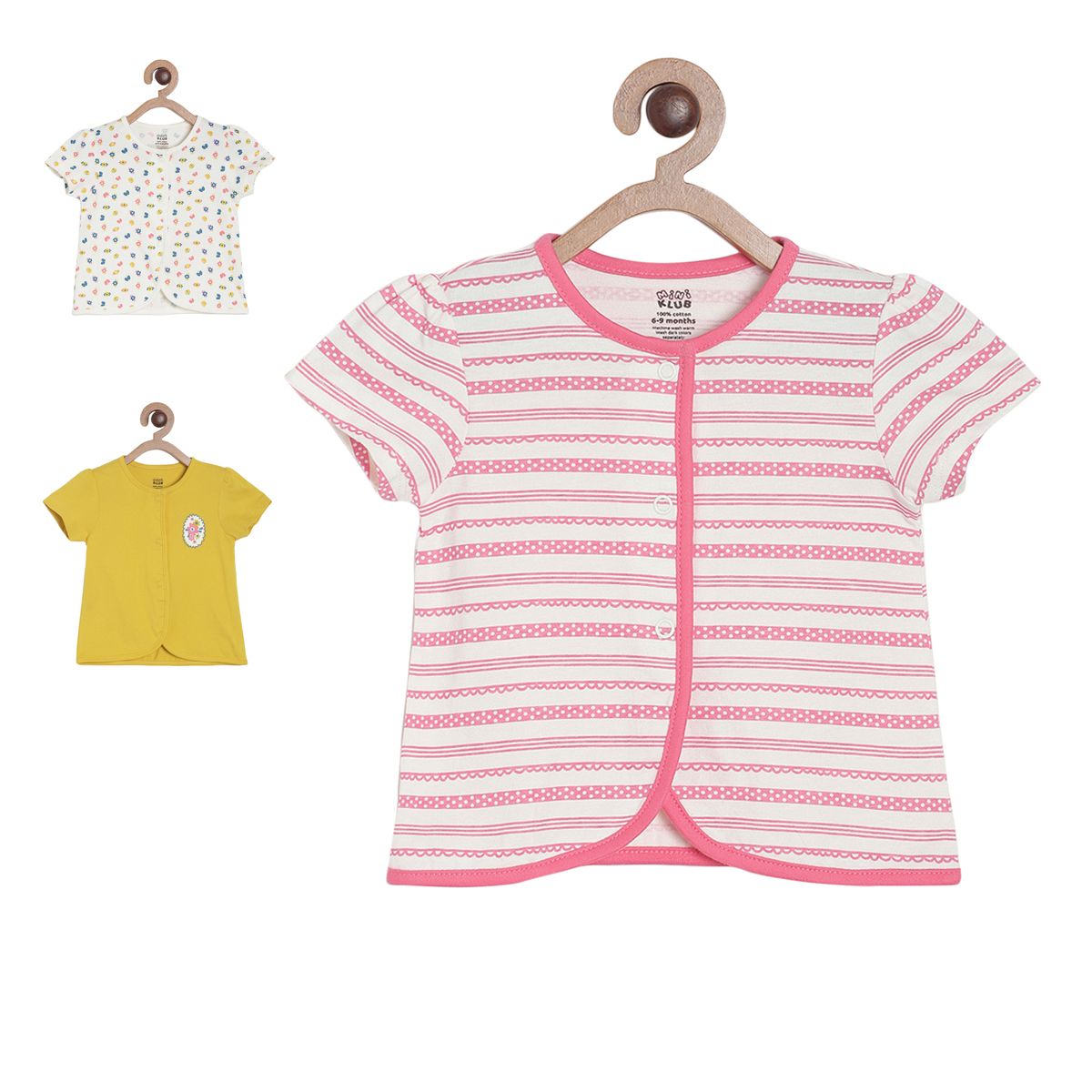 Pack of 3 front open vest - red & white for New Born