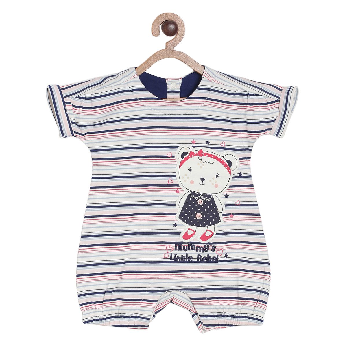 Pack of 1 romper - white & navy blue for New Born