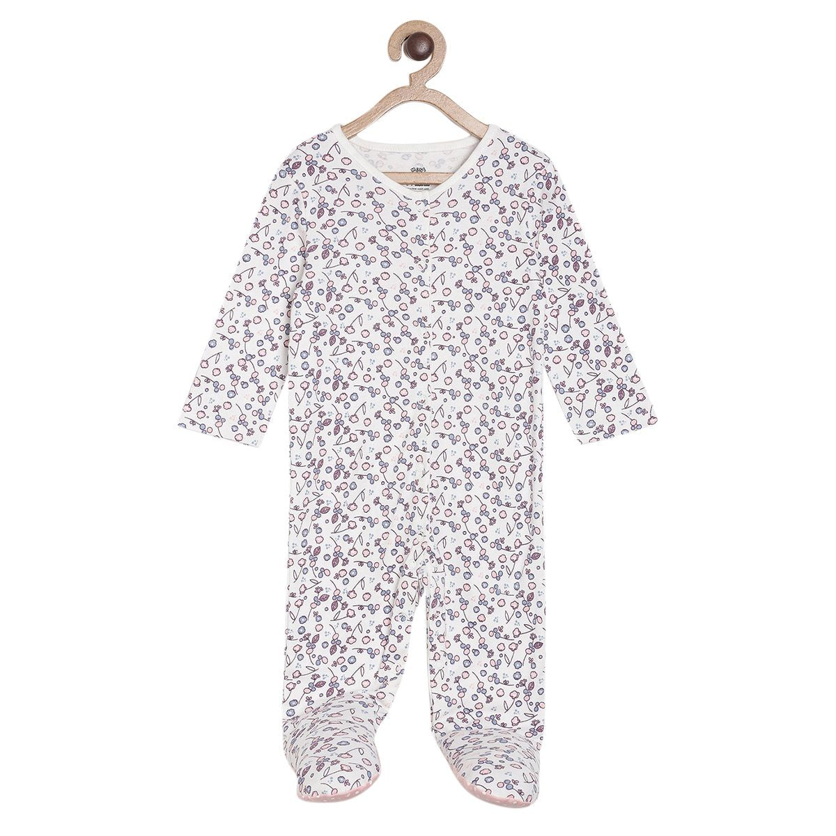 Baby Girls Polka Dot Printed Sleepsuit, Pink