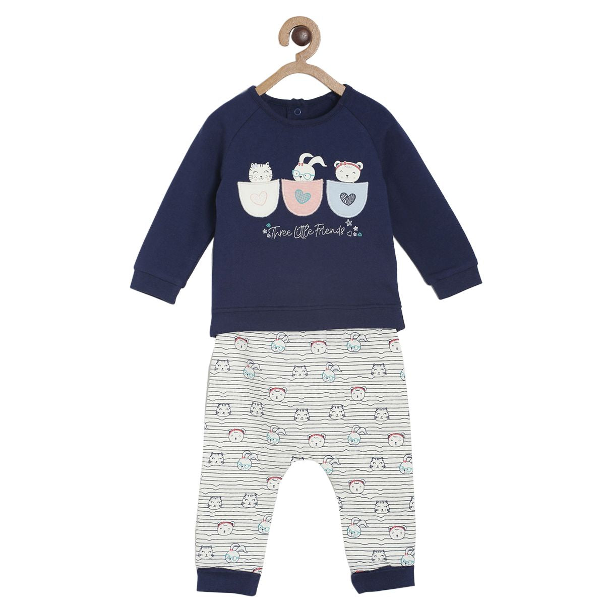 Pack of 2 top & knit bottom - navy for 0-3 Months