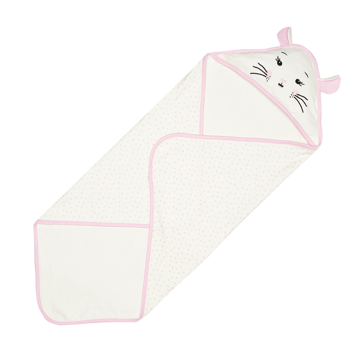 Baby Girls Solid Hooded Wrapper, Off White