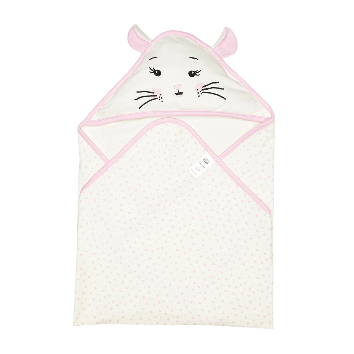 Baby Girls Solid Hooded Wrapper, Off White