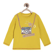 Baby Boys Camera Print T-Shirt, Yellow