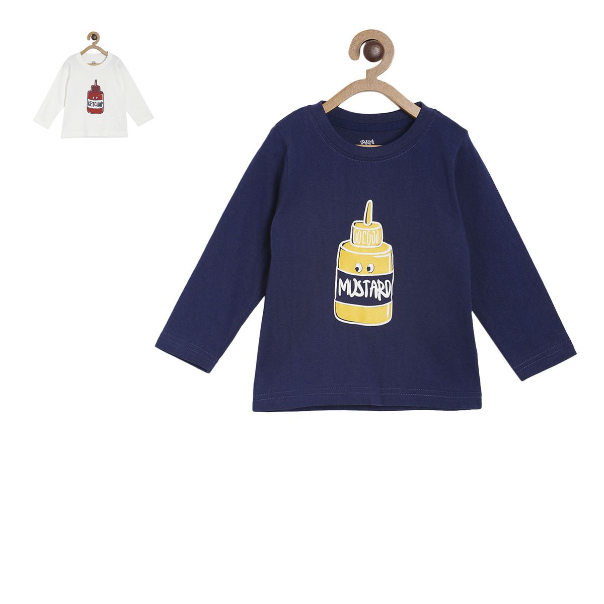 Baby Boys Printed T-Shirt Pack of 2, Navy Blue & White