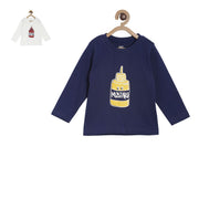 Baby Boys Printed T-Shirt Pack of 2, Navy Blue & White