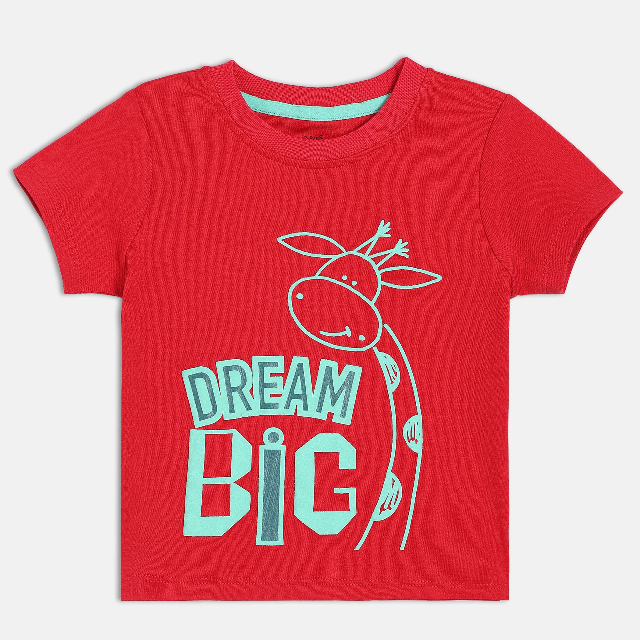 Baby Boys Red Cotton Printed T-Shirt Regular Fit Casual Kids T-Shirt