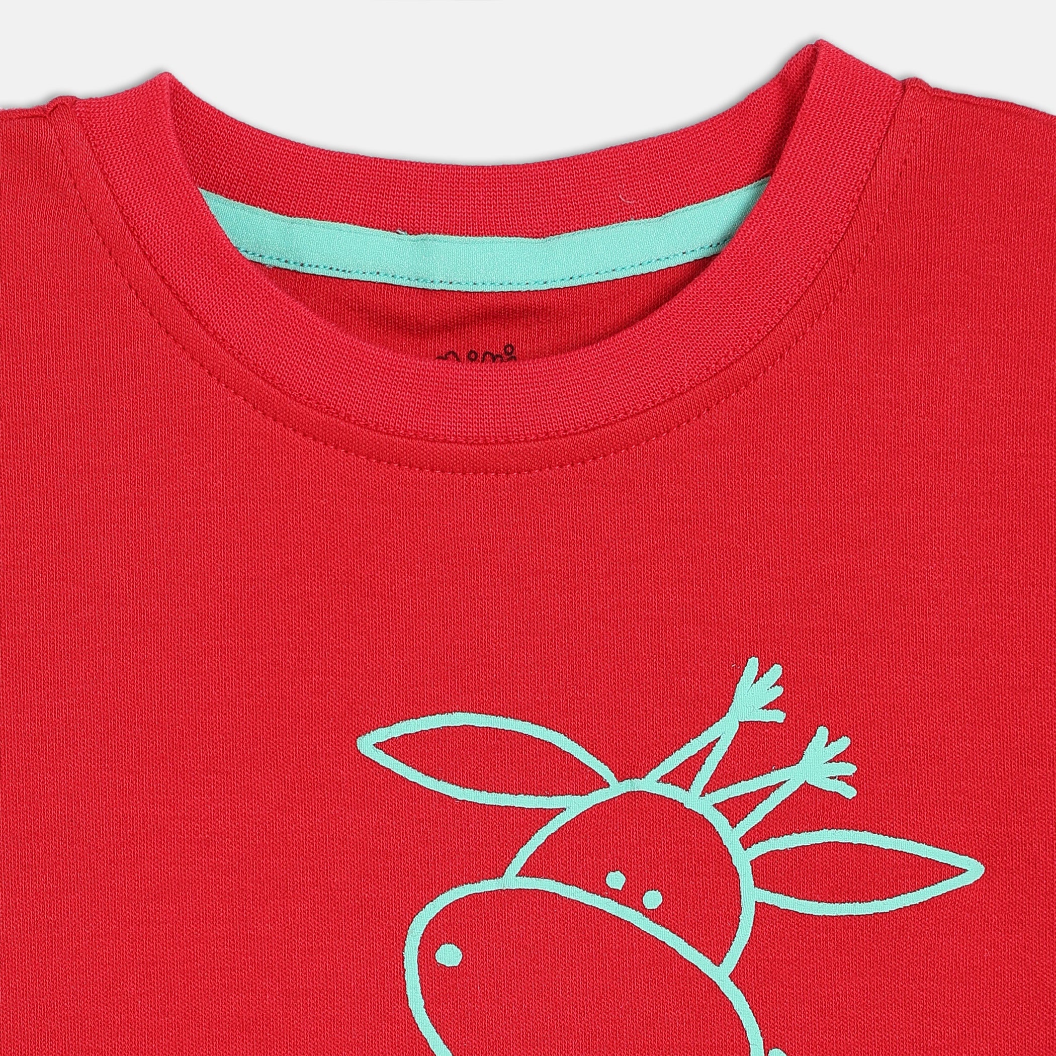 Baby Boys Red Cotton Printed T-Shirt Regular Fit Casual Kids T-Shirt
