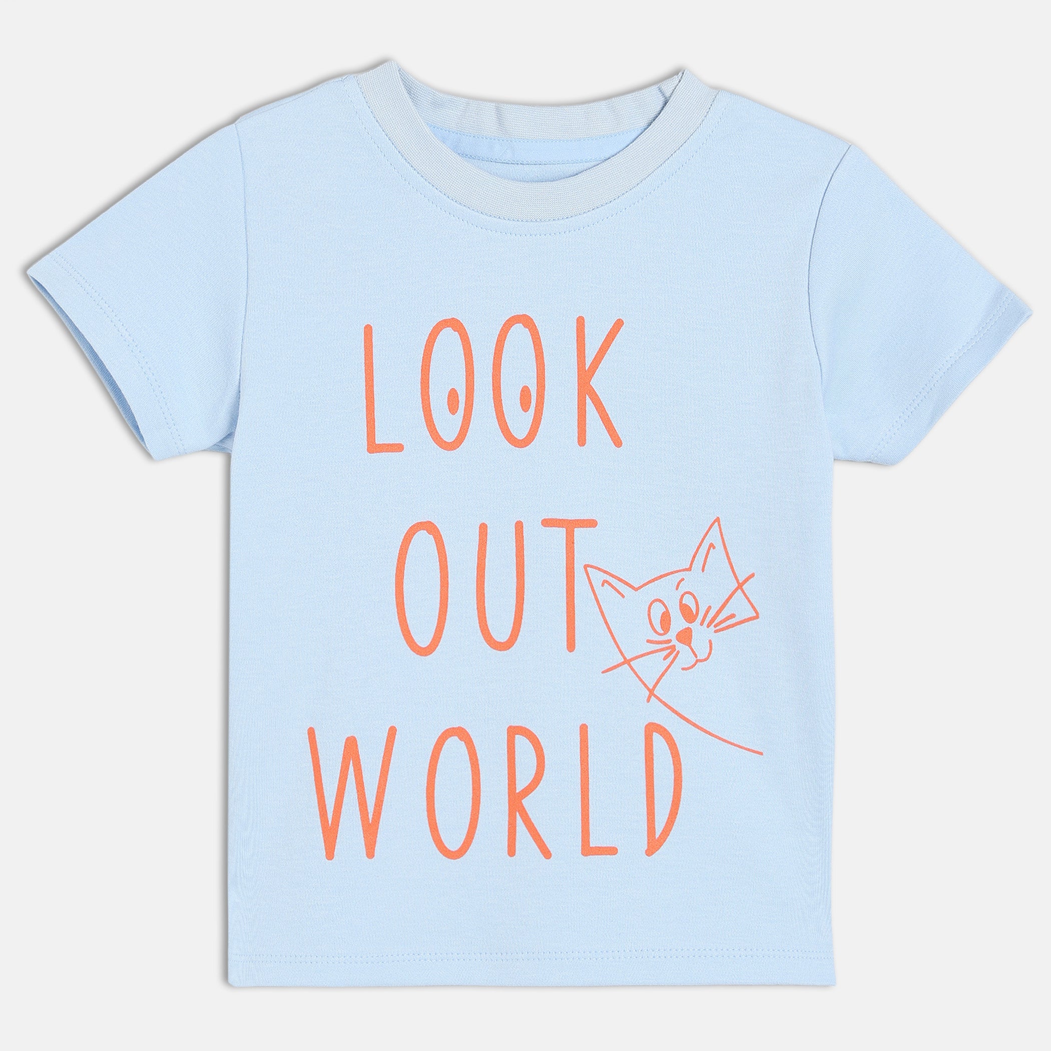 Baby Boys Blue Cotton Printed T-Shirt Regular Fit Casual Kids T-Shirt