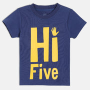 Baby Boys Navy Blue Cotton Printed T-Shirt Regular Fit Casual Kids T-Shirt