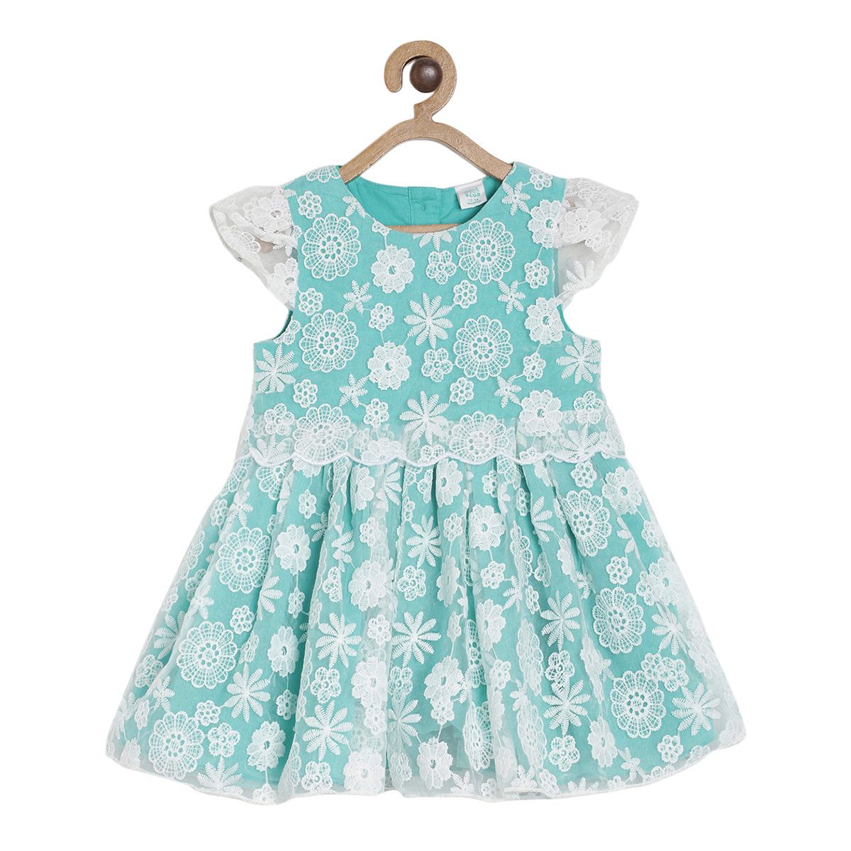 Pack of 1 dress - turquoise blue & white for 3-6 Months